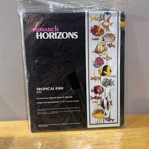 Vtg 1987 Monarch Horizons Tropical Fish Cross Stitch Kit Roger Reinardy CS34 80s